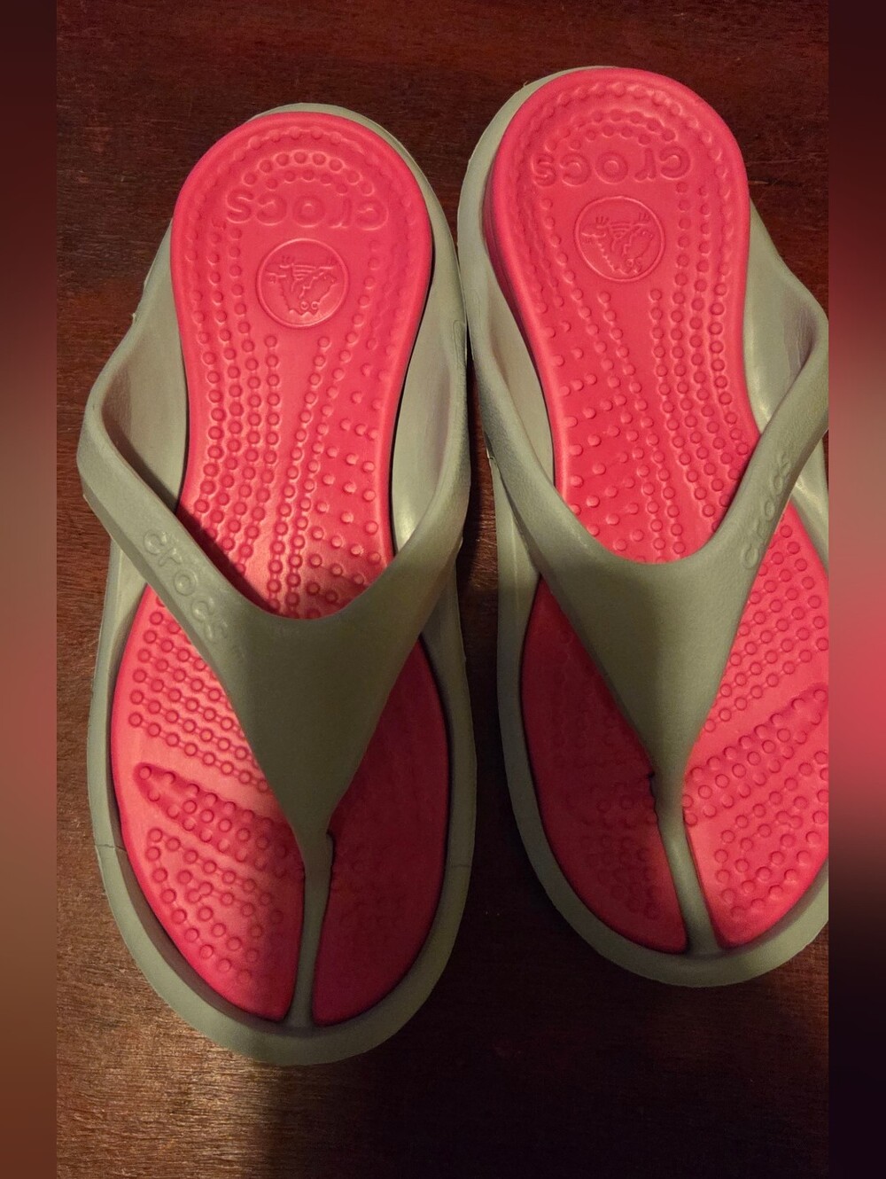 CROCS Women’s Hot Pink and Gray Flip Sandal Size 7